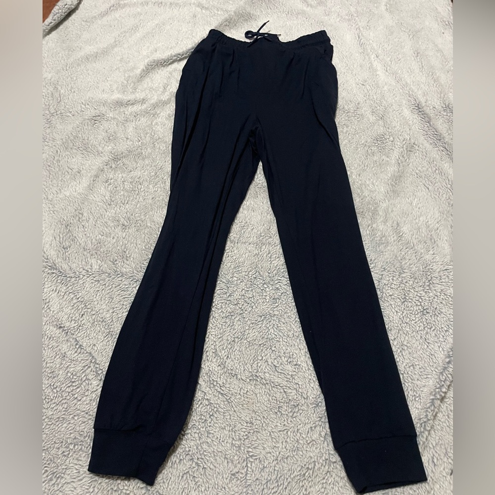 Navy blue joggers, soft material, size medium
